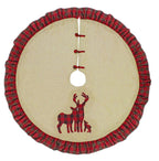 Fennco Styles Holiday Deer Family Tartan Plaid Ruffle Christmas Tree Skirt