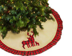 Fennco Styles Holiday Deer Family Tartan Plaid Ruffle Christmas Tree Skirt