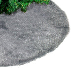 Fennco Styles Holiday Christmas Decorative Exquisite Faux Fur with Silver Metallic Thread Tree Skirt - 2 Colors