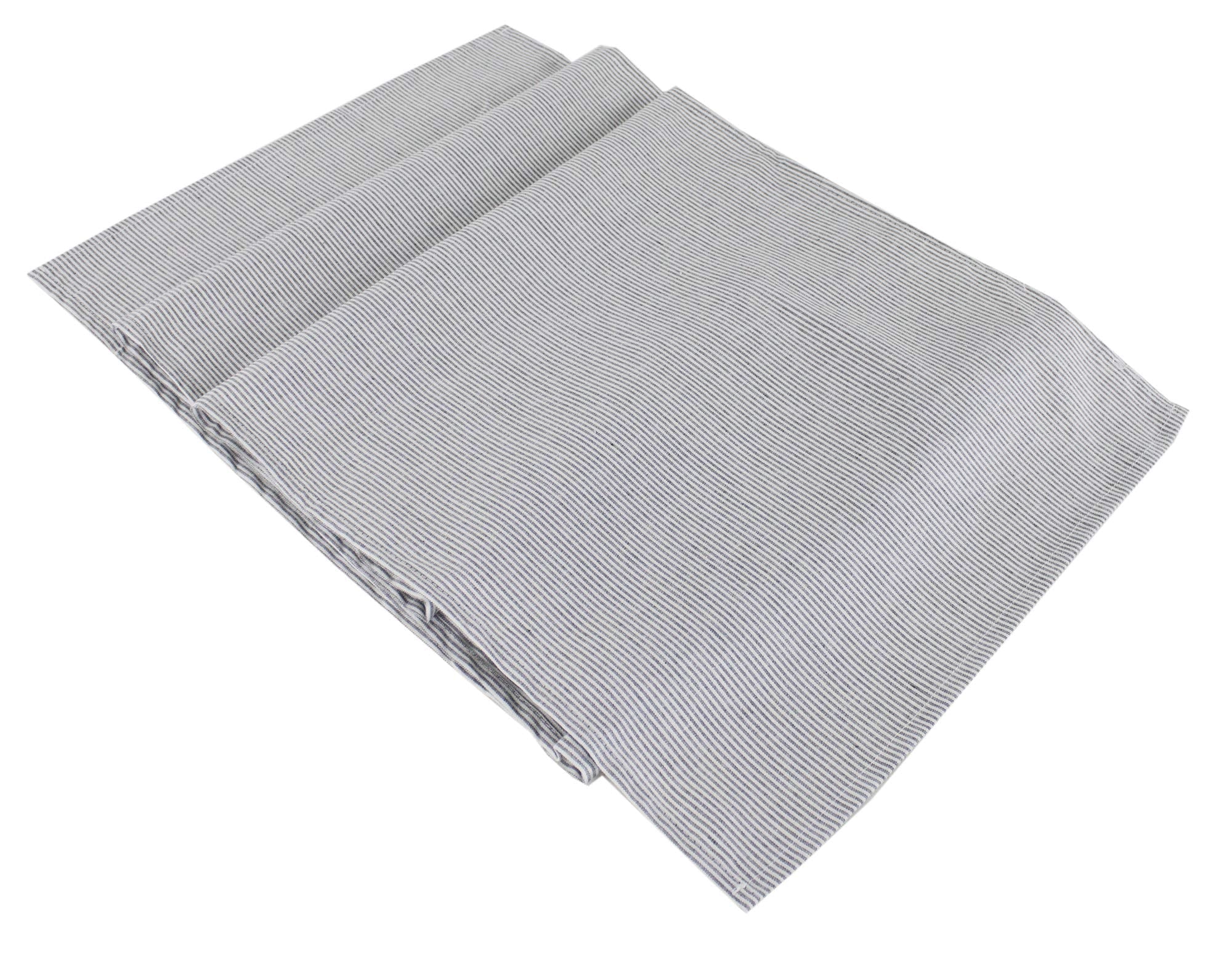 Fennco Styles Farmhouse Neutral Striped 100% Pure Cotton Table Runner 16 x 54 Inch - Grey Table Linens for Everyday Use, Banquets, Family Gathering, Special Events and Home Décor