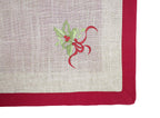 Fennco Styles Embroidered Holly Christmas Tree Double-Layer Holiday Tablecloth