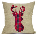 Fennco Styles Holiday Tartan Plaid Deer Christmas Decorative Throw Pillow Cover
