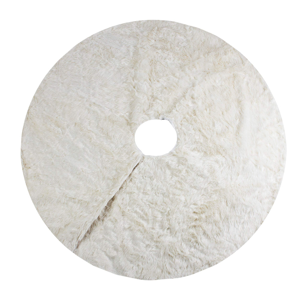 Fennco Styles Exquisite Faux Fur Design White Holiday Christmas Stocking Tree Skirt