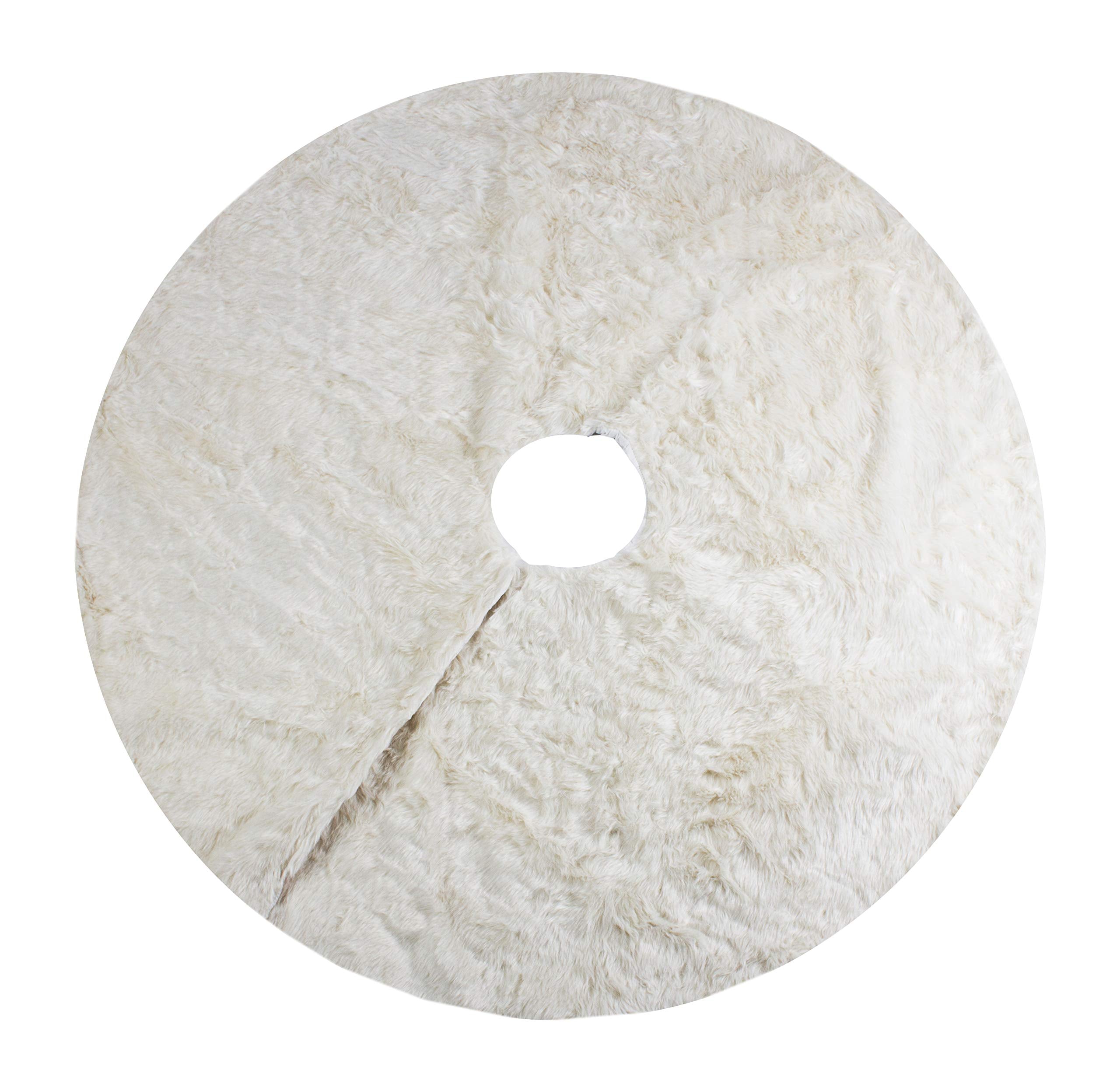 Fennco Styles Exquisite Faux Fur Design White Holiday Christmas Stocking Tree Skirt