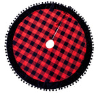 Fennco Styles Red & Black Buffalo Plaid Christmas Tree Skirt 53" Round - Holiday Tree Skirt for Home, Christmas Tree, Winter Festivals, Office, School Décor