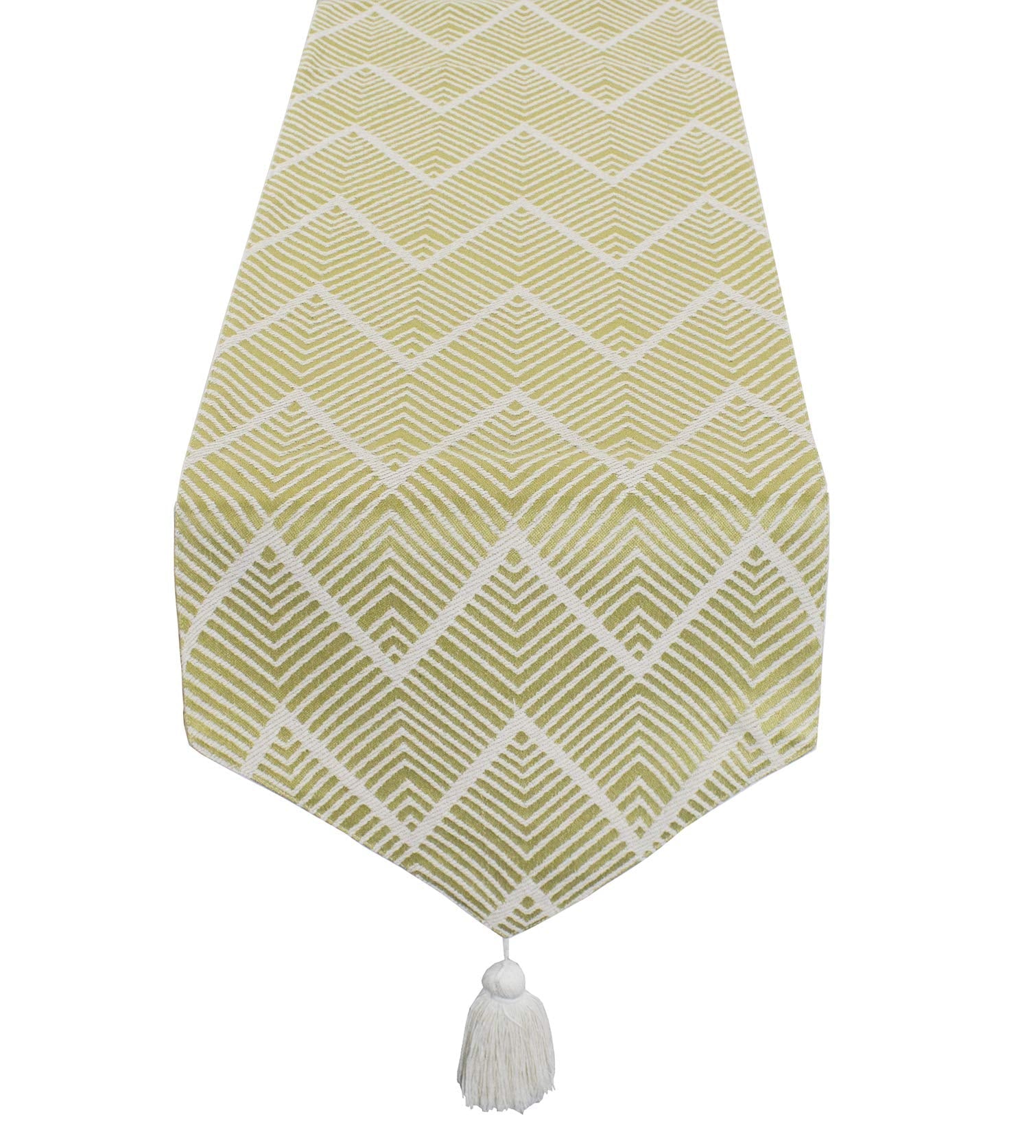 Fennco Styles Contemporary Chevron Tassel Cotton Blend 14 x 71 Inch Table Runner – Woven Table Runner for Indoor Party, Family Gathering, Beach House and Home Décor