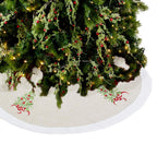 Fennco Styles Embroidered Holly Christmas Tree Holiday Decorative Tree Skirt