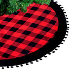 Fennco Styles Red & Black Buffalo Plaid Christmas Tree Skirt 53" Round - Holiday Tree Skirt for Home, Christmas Tree, Winter Festivals, Office, School Décor