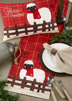 Fennco Styles Christmas Plaid Table Runner with Sheep Design 13 x 72 Inch - Red Table Cover for Home Décor, Banquets, Holiday Gathering and Special Events