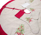 Fennco Styles Embroidered Holly Christmas Tree Holiday Decorative Tree Skirt