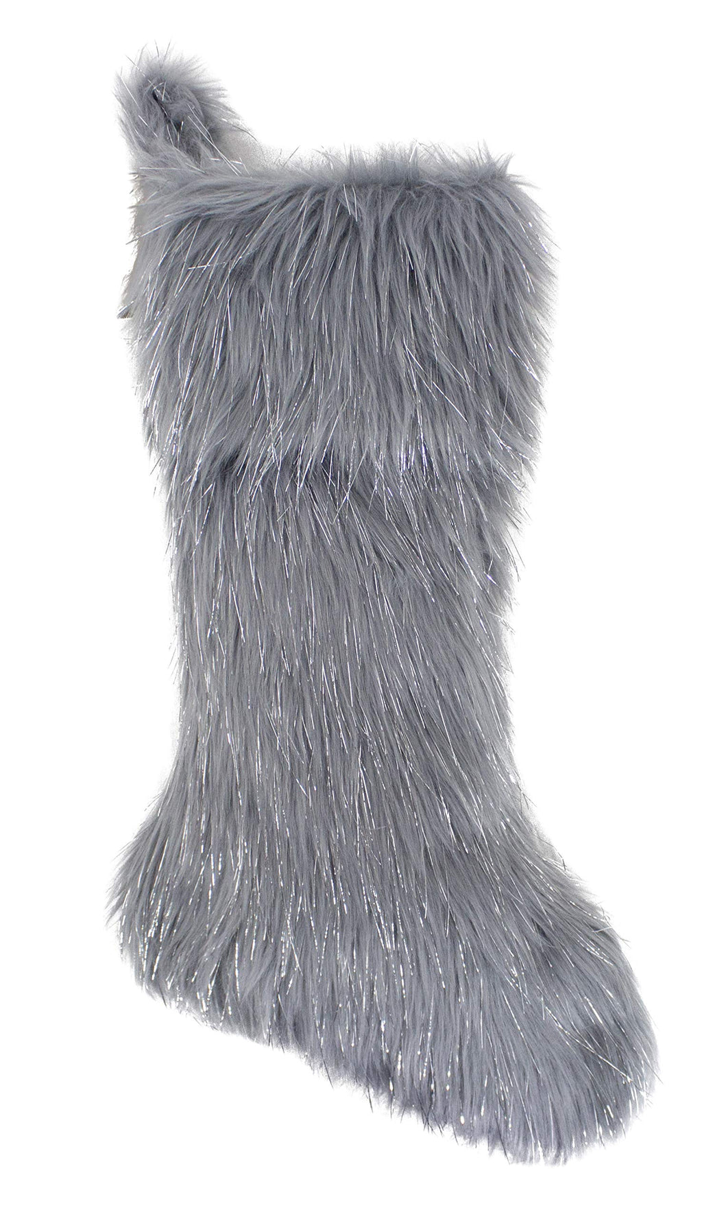 Fennco Styles Holiday Christmas Decorative Exquisite Faux Fur with Silver Metallic Thread Tree Skirt - 2 Colors