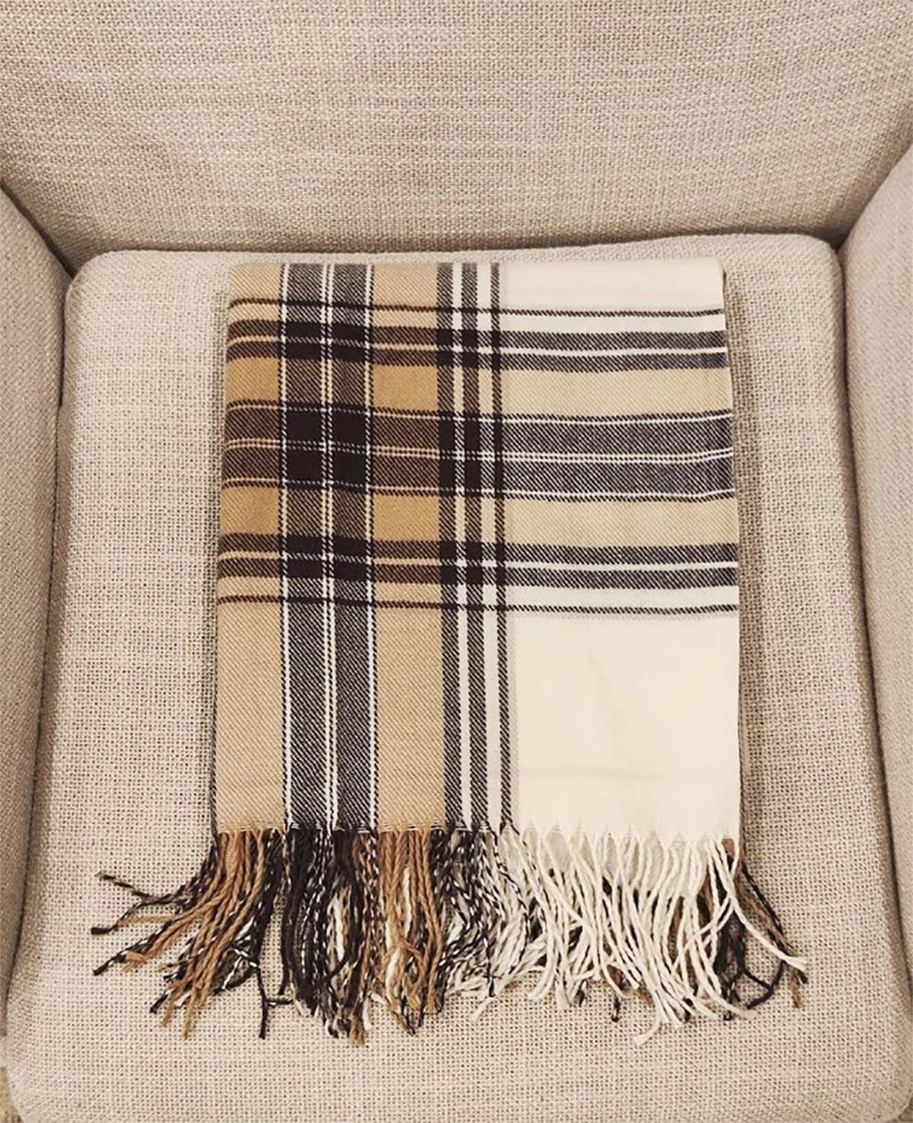 Fennco Styles Classic Plaid Pattern Fringe Throw Blanket 50" W x 60" L - Rustic Cozy Blanket for Home, Couch, Bedroom, Living Room, Office, and Holiday Décor