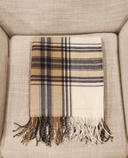 Fennco Styles Classic Plaid Pattern Fringe Throw Blanket 50" W x 60" L - Rustic Cozy Blanket for Home, Couch, Bedroom, Living Room, Office, and Holiday Décor