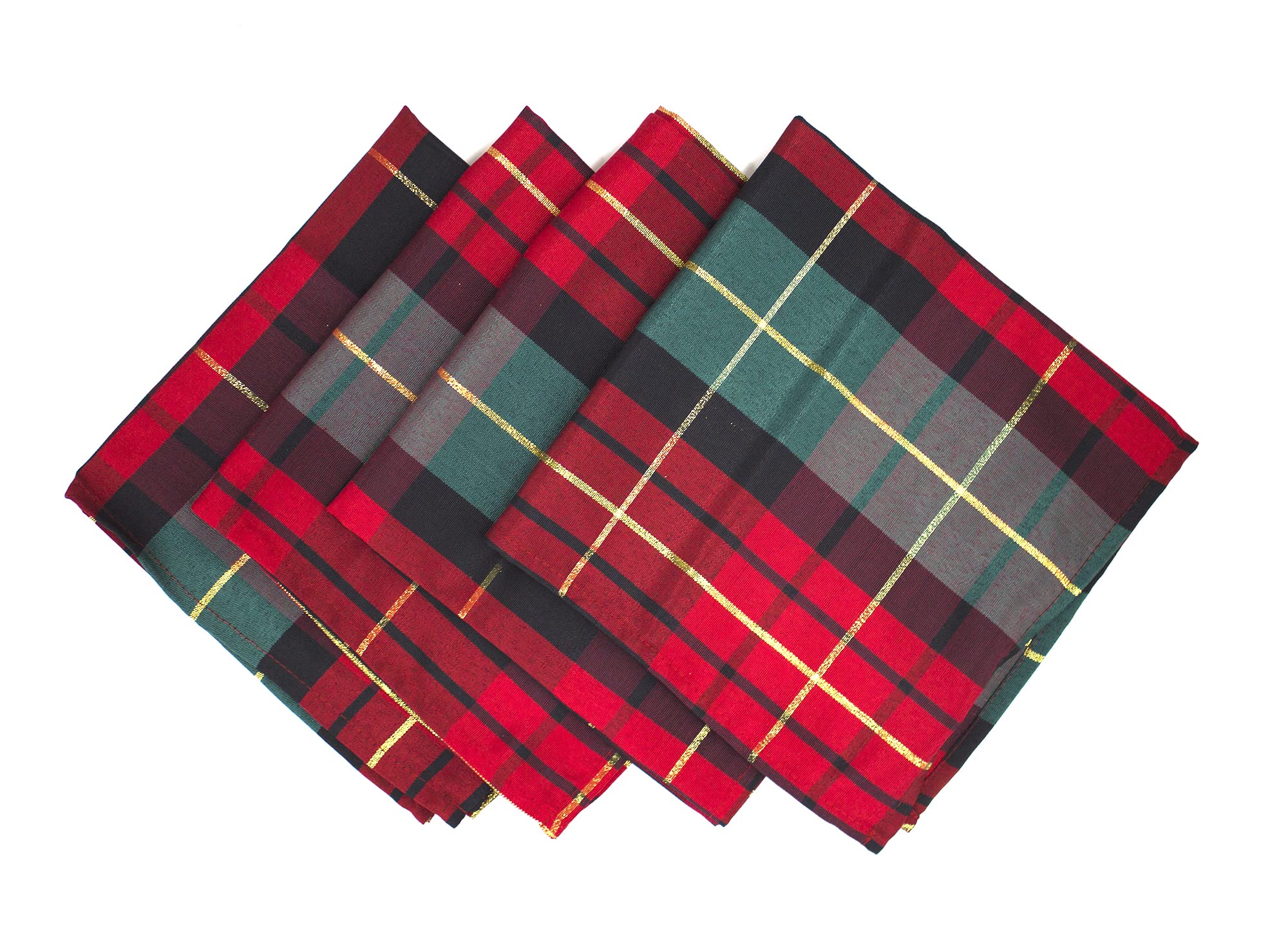 Fennco Styles Red & Green Holiday Tartan Plaid Table Runner 16"W X 54"L - Multicolored Table Cover with Gold Lurex for Christmas, Winter Holidays, Home Décor, Banquets, Family Gatherings and Special Occasion