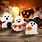 Cute Ghost Halloween Wooden Decor Set of 3