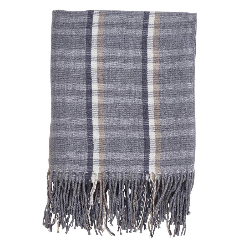 Fennco Styles Sevan Collection Plaid Tasseled 50 x 60 Inch Throw – Grey Throw Blanket for Couch, Bedroom and Living Room Décor