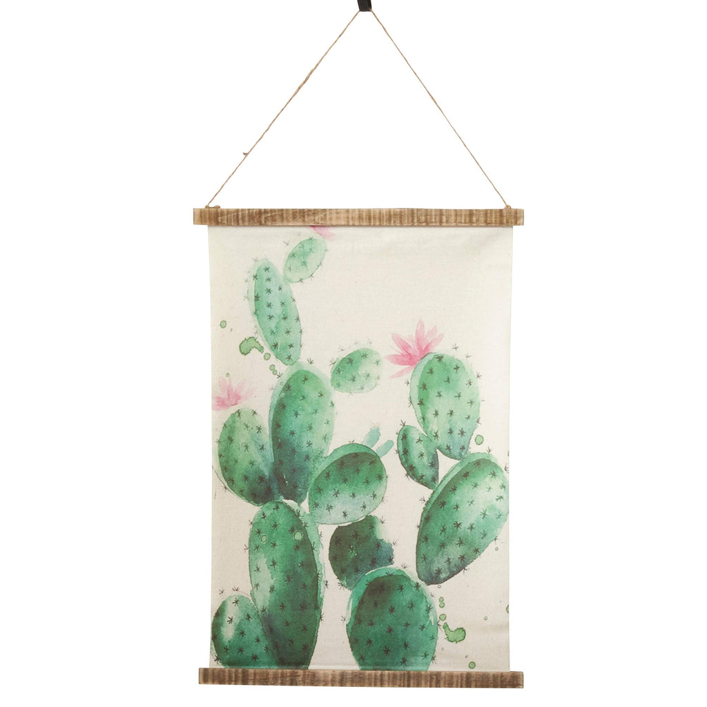 Fennco Styles Cactus Canvas Wall Hanging Art 100% Pure Linen Home Décor Wall Art for Apartments Restaurants Offices Living Room Bedroom Decorations, 19" W x 28" L