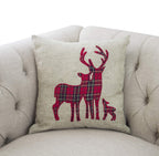 Fennco Styles Holiday Tartan Plaid Deer Christmas Decorative Throw Pillow Cover