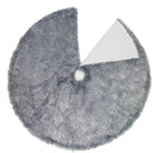 Fennco Styles Holiday Christmas Decorative Exquisite Faux Fur with Silver Metallic Thread Tree Skirt - 2 Colors