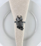 Fennco Styles Perched Owl Metal Napkin Rings, Set of 4 - Animal Napkin Holders for Home Décor, Dining Table, Banquets, Family Gathering and Special Occasions