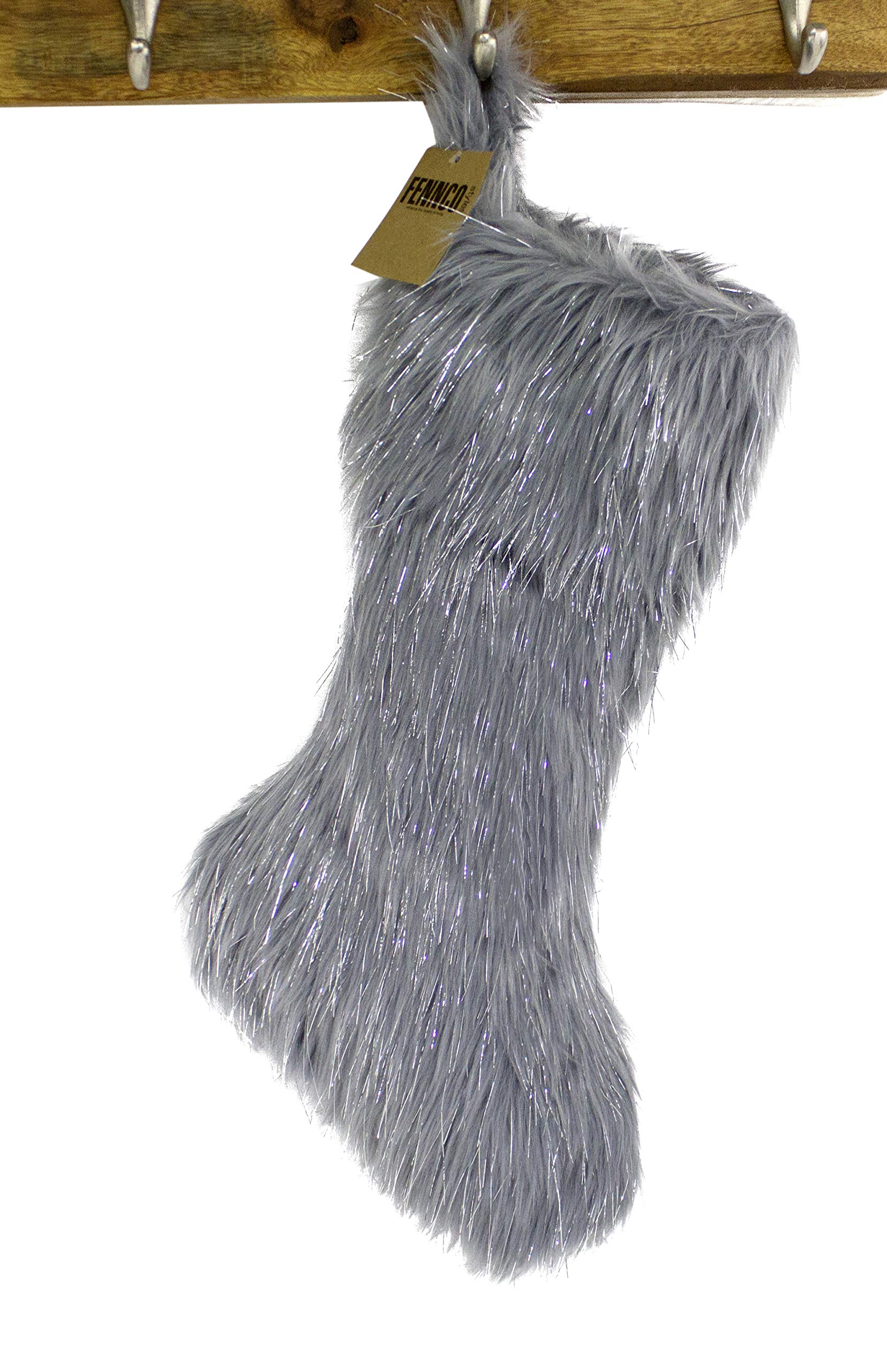Fennco Styles Holiday Christmas Decorative Exquisite Faux Fur with Silver Metallic Thread Tree Skirt - 2 Colors