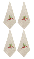 Fennco Styles Embroidered Holly Christmas Tree Double-Layer Holiday Tablecloth