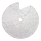 Fennco Styles Holiday Christmas Decorative Exquisite Faux Fur with Silver Metallic Thread Tree Skirt - 2 Colors