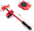 Heavy Duty Furniture Lifter with 4 Sliders for Easy Heavy Furniture Moving, Adjustable Height [Load Capacity: 600Lbs per Wheel] Red and Yellow