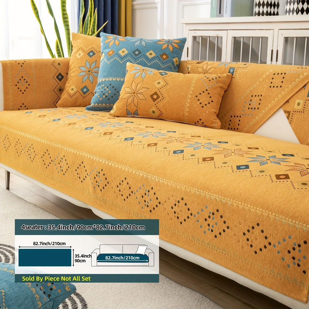 Geometric Bohemian Chenille Slipcovers Pet/Kid Friendly Washable