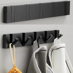 Black Gold, Folding Towel Hanger 2way Installation Wall Hooks Coat Clothes Towel Umbrella Leash Holder for Bathroom Kitchen Bedroom Hallway Pantry Laundry Entry Patio Pets