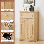 Giratree Tilt Out, Wood Kitchen Garbage Bin with Drawer, Fluted 10 Gallon Laundry Hamper