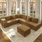 L-Shaped Sectional Sofa Set with Removable Ottoman