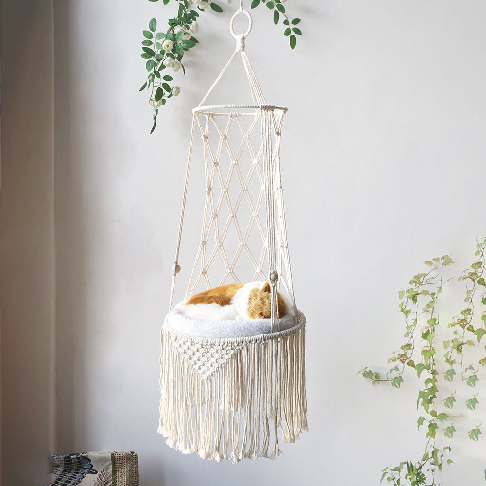 Macrame Hanging Cat Bed & Swing