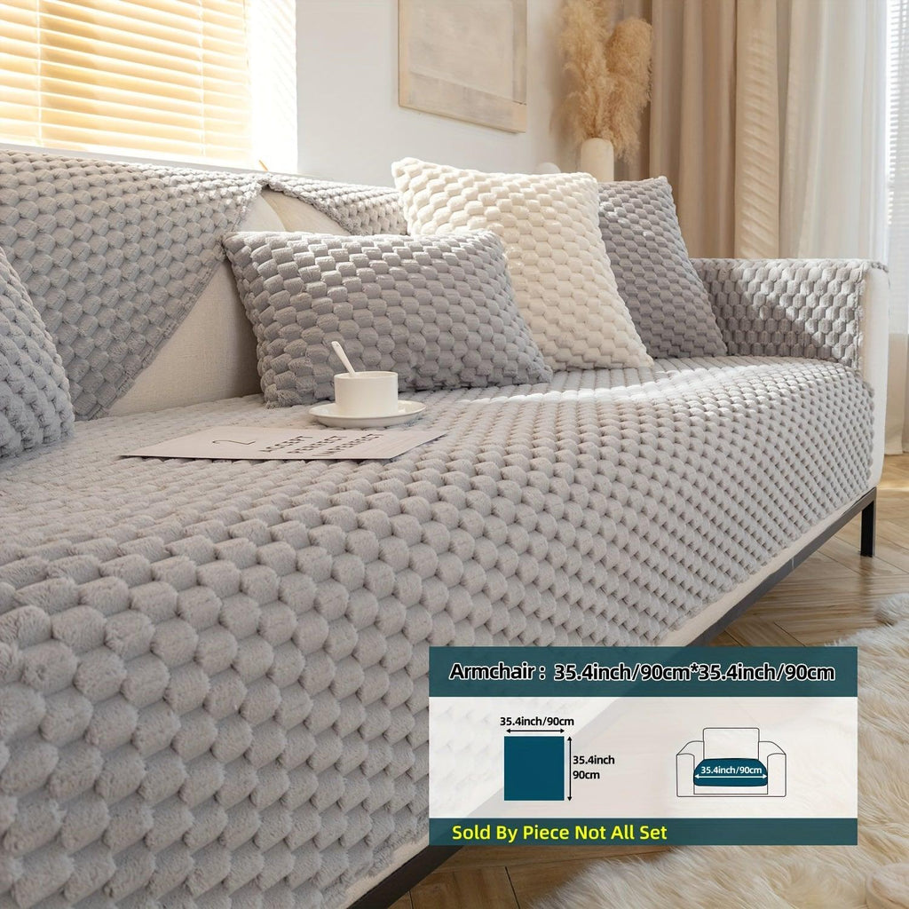 Plush Nordic Sofa Slipcover Kid/Pet Protector, Washable