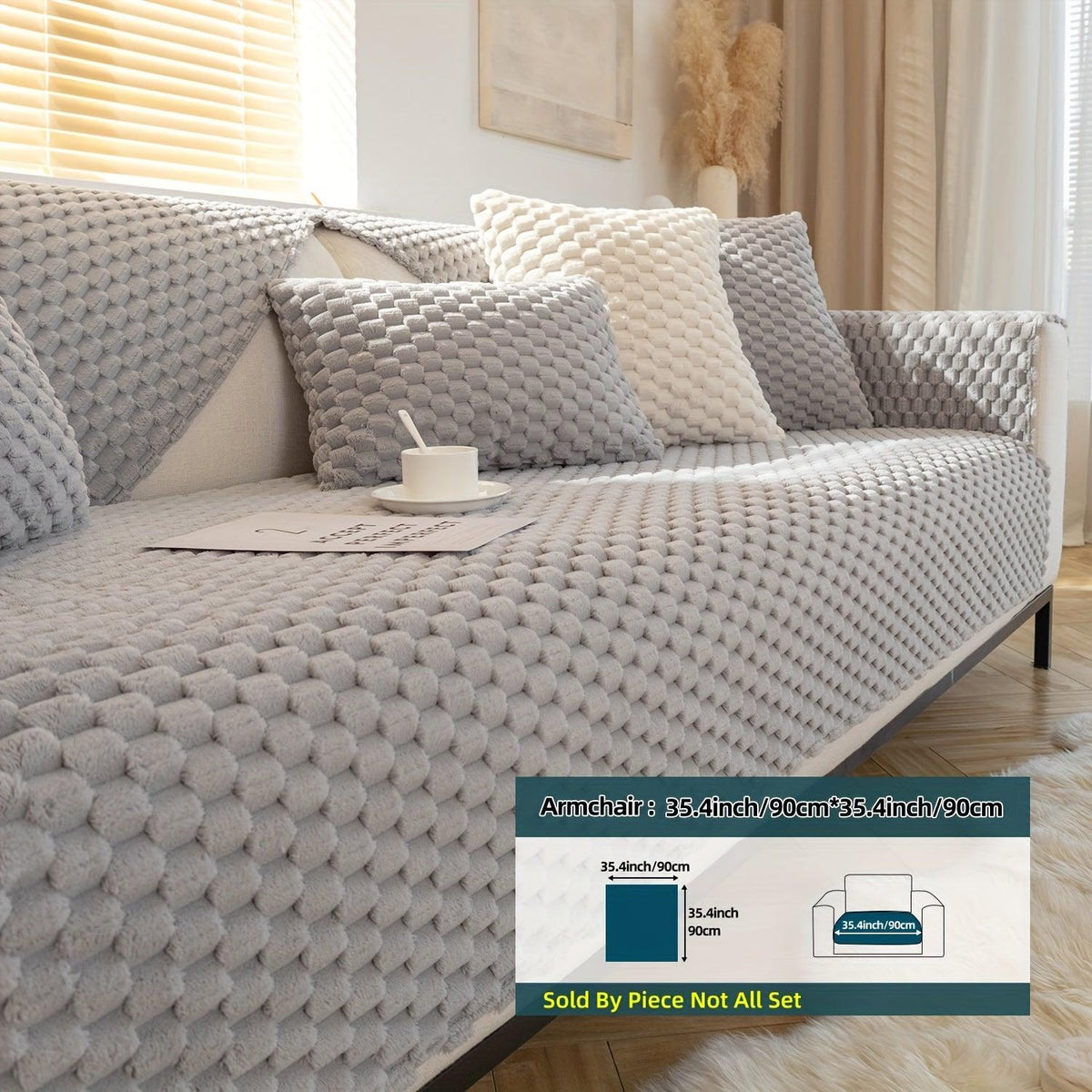 Plush Nordic Sofa Slipcover Kid/Pet Protector, Washable
