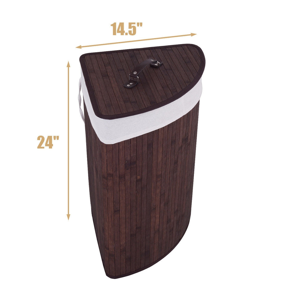 Corner Bamboo Hamper Laundry Basket in FOUR colors