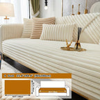 Luxurious Rabbit Fur Sofa Slipcover | Non-Slip Light Grey for Pet/Kid Protection