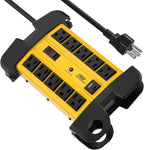 CRST Wide Spaced 8-Outlet Metal Power Strip Surge Protector, 1350 Joules Protection, Dual USB Ports, 15F/6FT Heavy Duty Power Cord with Management Wrap, Wall Mountable Design