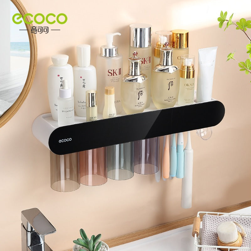 Wall Mounted Toothbrush holder with magnetic mouthwash cup storage