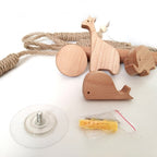 Nordic Indoor Wooden Solid Wood Hemp Rope Animal Tissue Holder Children's Room Decoration Wall Hanger Hemp Rope Hook Toilet Paper Holder