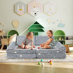 8 Pc Modular Kids Play Couch Glow in the Dark, Gray Washable