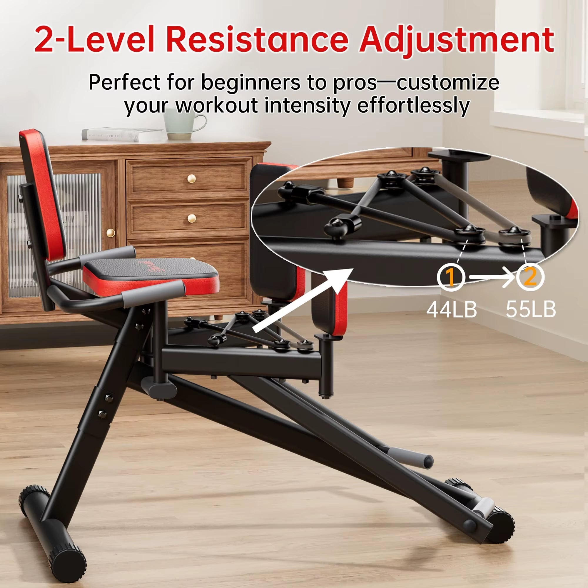 WARMOUNTS Hip Abductor Machine Glute & Thigh Trainer-Adjustable Resistance Band, 300Lbs Weight Cap