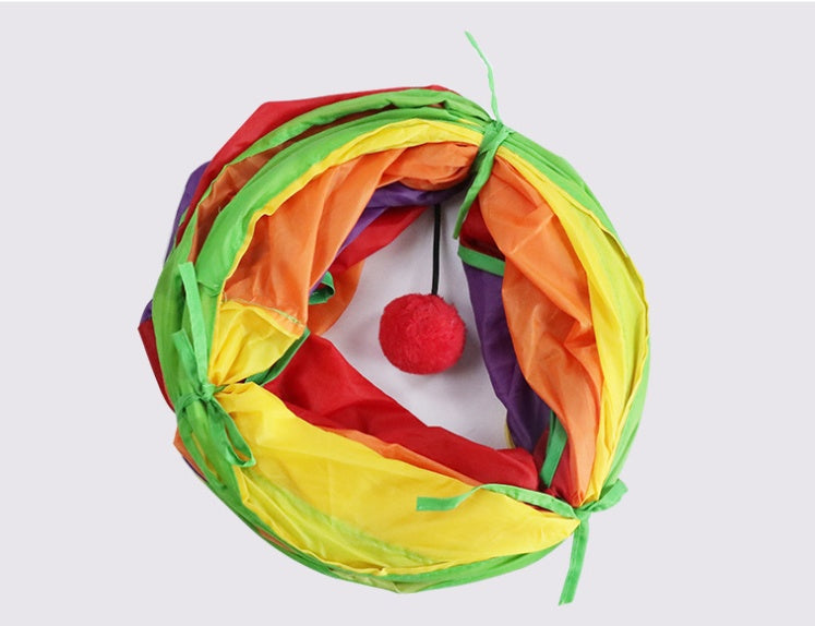 Curvy Rainbow Collapsible Cat Tunnel