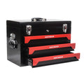 20 Portable 3 Drawer Steel Tool Box With Metal Latch Closure, Black  Red