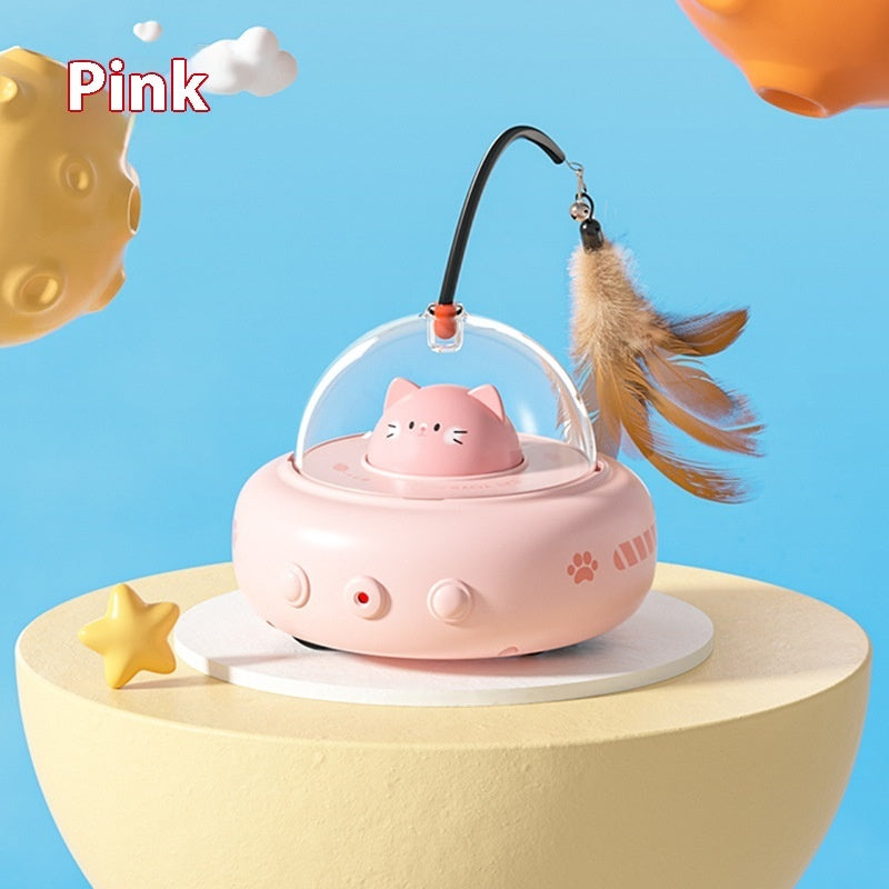 Rolling Light-Up UFO Cat Toy With Laser & Bell