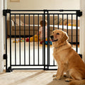 Baby Gate for Stairs Doorways & Kitchen, 26.4"-43" W X 29" H, No Bottom Bar Dog Gate, One-Handed Auto-Close, Hardware Mount Safety Gate for Dogs & Toddlers, Black