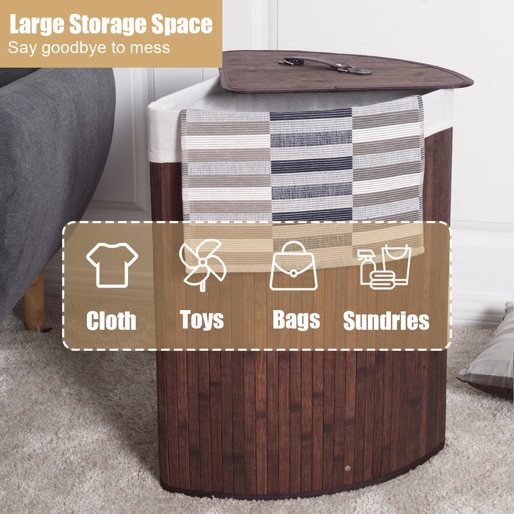 Corner Bamboo Hamper Laundry Basket in FOUR colors