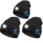 Bluetooth Beanie with Light, Unisex USB Rechargeable 4 LED Fashlight Hat with Cordless Headphones, Unique Christmas Birthday Gifts for Men Husband Teen Warm Beany Knit Balaclava Outdoor Activities Skull Cap Cycling Spider Web Sport Lightweight Sweat