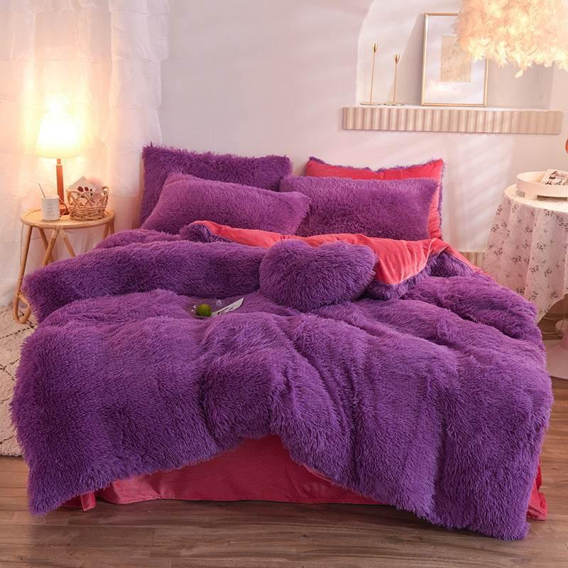 Thick Fleece Duvet Cover Bedding Set, 13 Colors