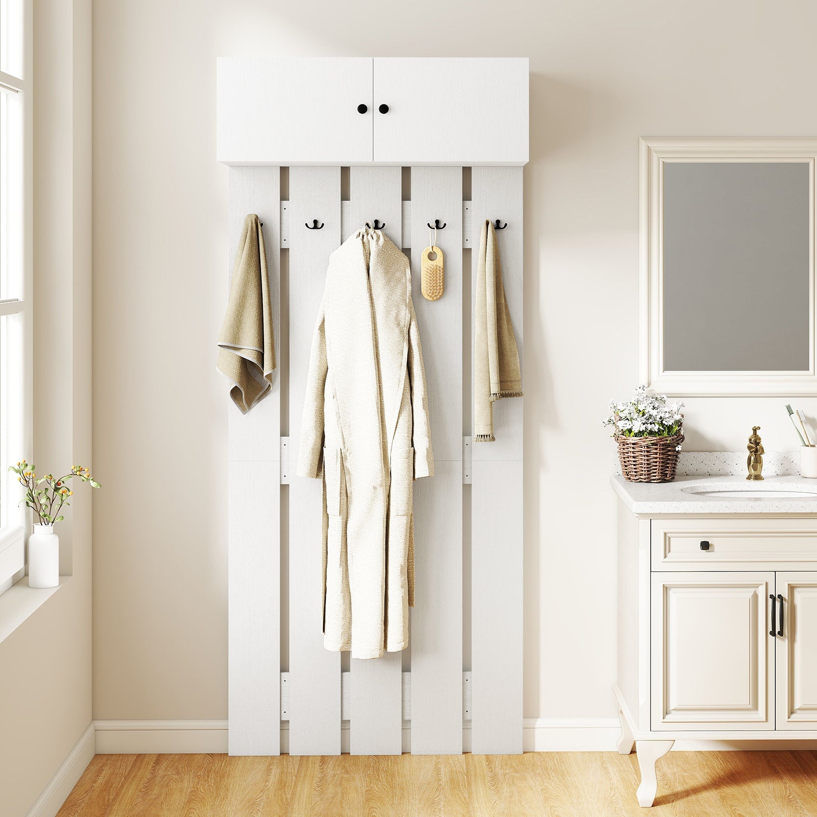 Entryway Wall Coat Rack Wall Mounted Coat Clothes Rack - Home Spa Robe Rack